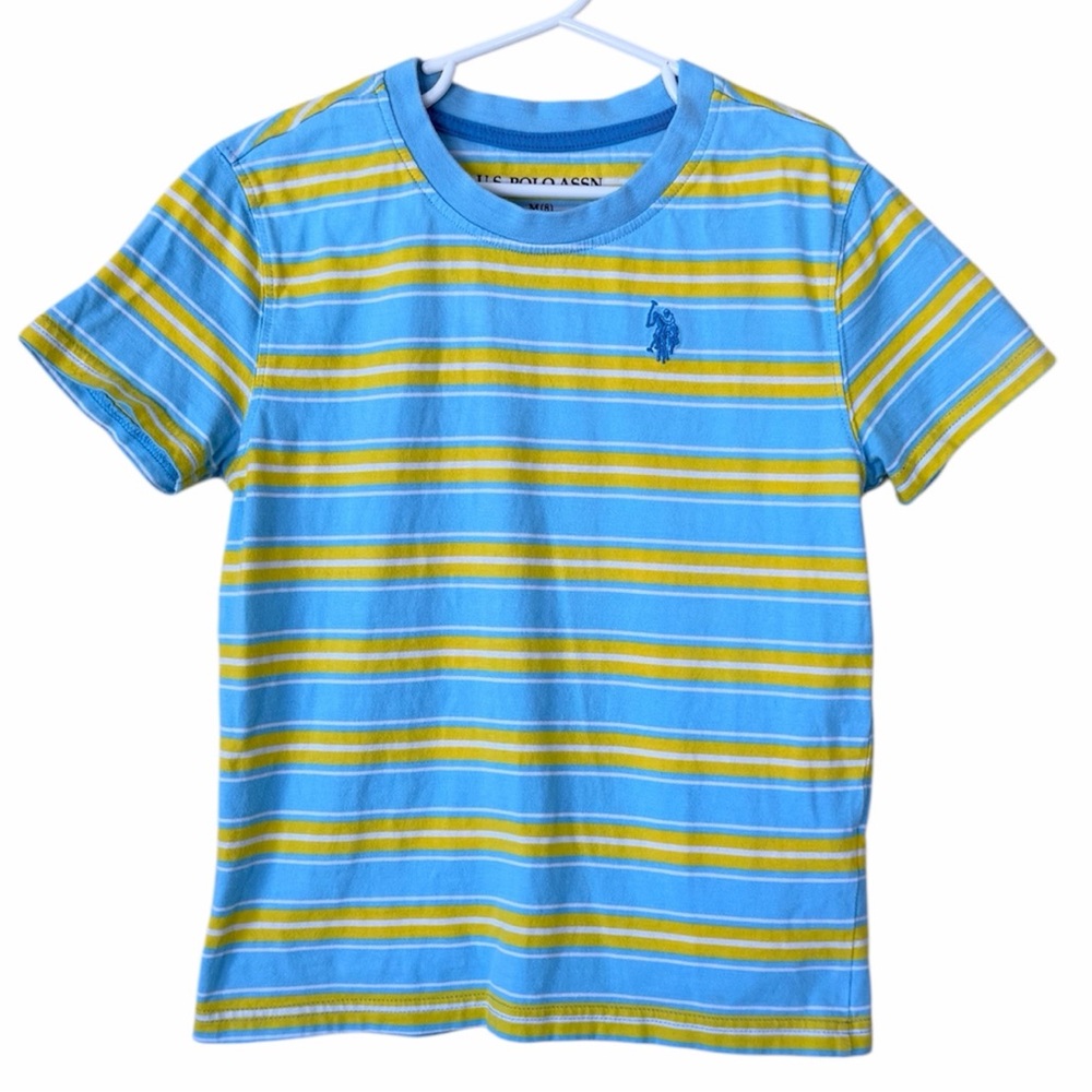 IS POLO ASSN Light Blue and Yellow Stripe T Shirt